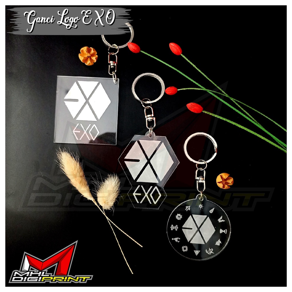 GANTUNGAN KUNCI AKRILIK LOGO EXO - GANTUNGAN KUNCI EXO - SEHARI JADI TANPA MINIMAL ORDER - GANTUNGAN KUNCI AKRILIK