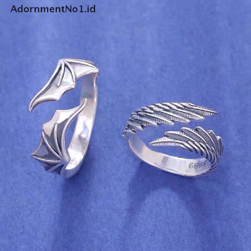 [AdornmentNo1] Cincin Pasangan Sayap Setan Malaikat Untuk Wanita Rings Open Ring Untuk Perhiasan Pernikahan [ID]