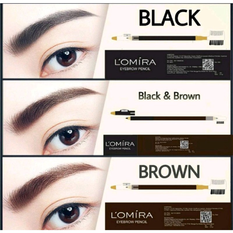 PENSIL ALIS LOMIRA 2 IN 1 BLACK &amp; BROWN SISIR ALIS