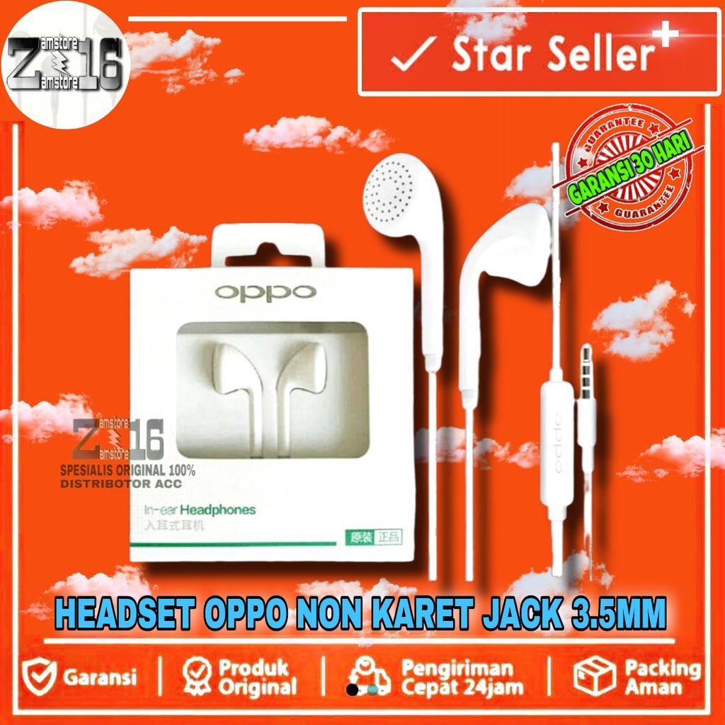 Headset hedset Earphone oppo opo non karet Original 100% bawaan hp