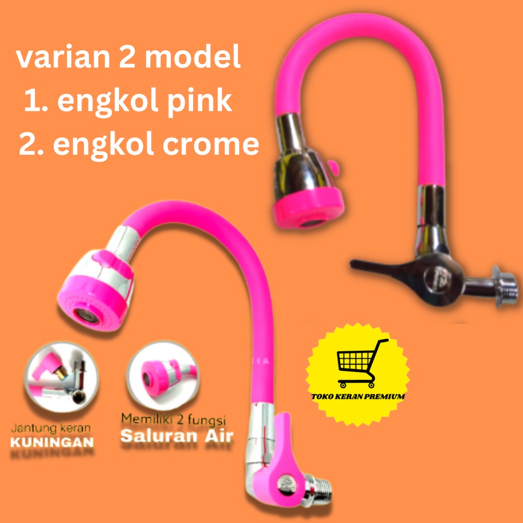 Kran Cuci Piring Angsa Warna Pink Variasi Handel Engkol