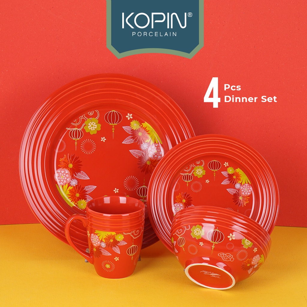 Dinner Set Keramik Porcelain ISI 4 PCS Model IMLEK 2 Tahun 2023 | KOPIN
