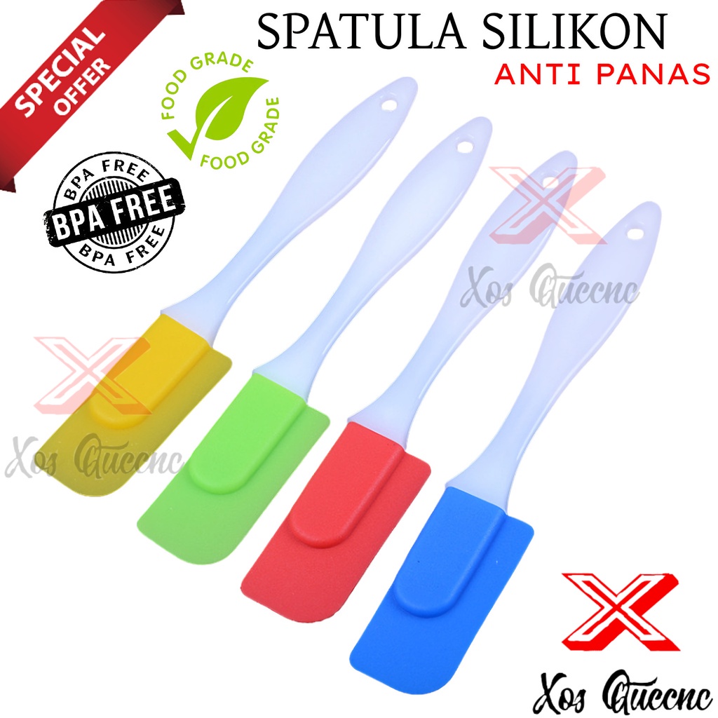 XOQ - Spatula SIlikon Tahan Panas Food Grade / Spatula Polesan Kue Gagang Bening / Spatula Silikon Silicone / Spatula Kue