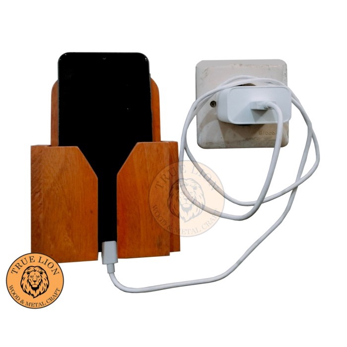 RAK HOLDER HP TEMPEL DINDING TEMPAT HP KAYU