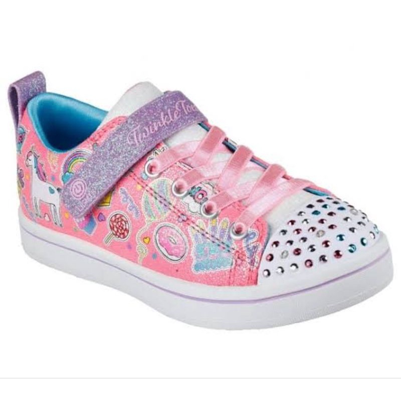 Skechers lights twinkle toes Unicorn party Hot pink multi sale 70%