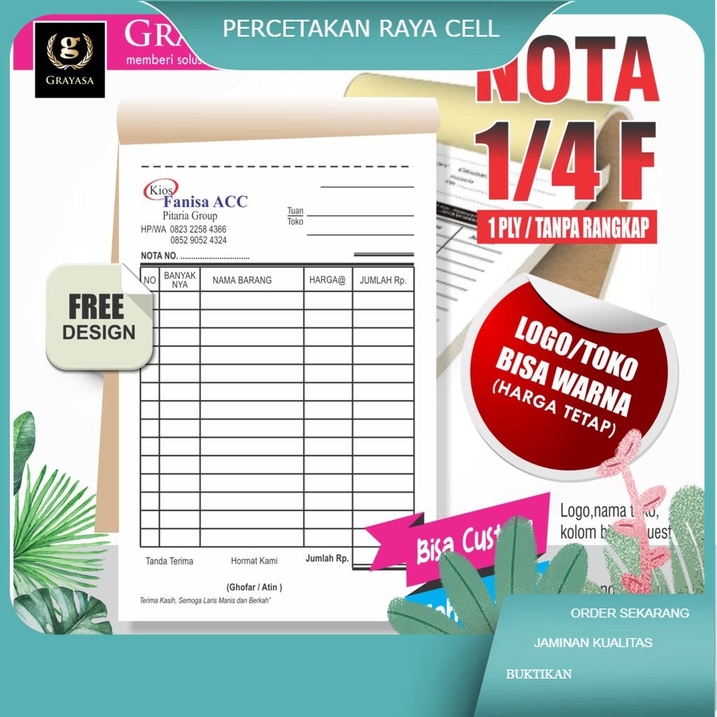 

nota custome murah / Nota Apotek Murah / Nota apotek termurah / Nota Loundry / Nota Olshop / Nota Usaha / Nota Custome