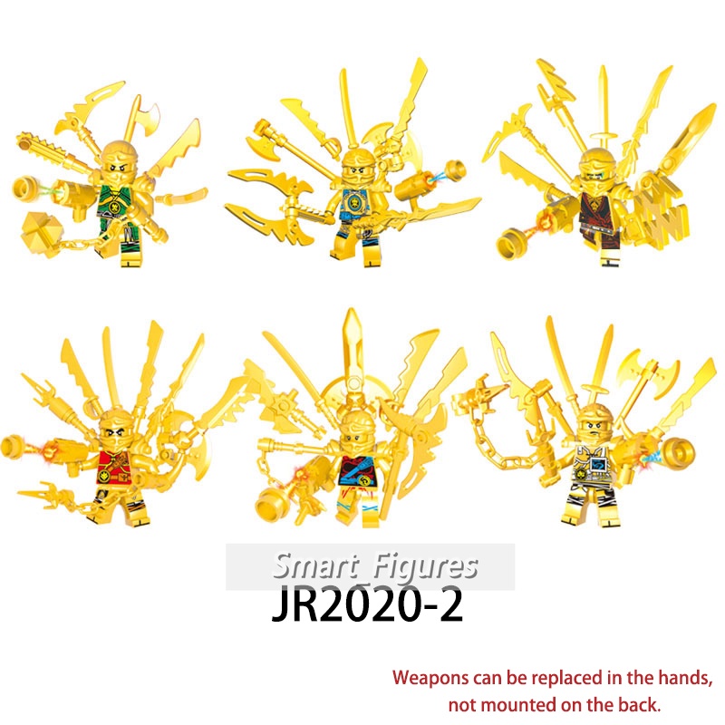 Golden Ninjago Dengan Banyak Senjata Lloyd Kai Jay Walker Nya Zane Robort Anak Rakitan Mainan Hadiah Phantom Ninja