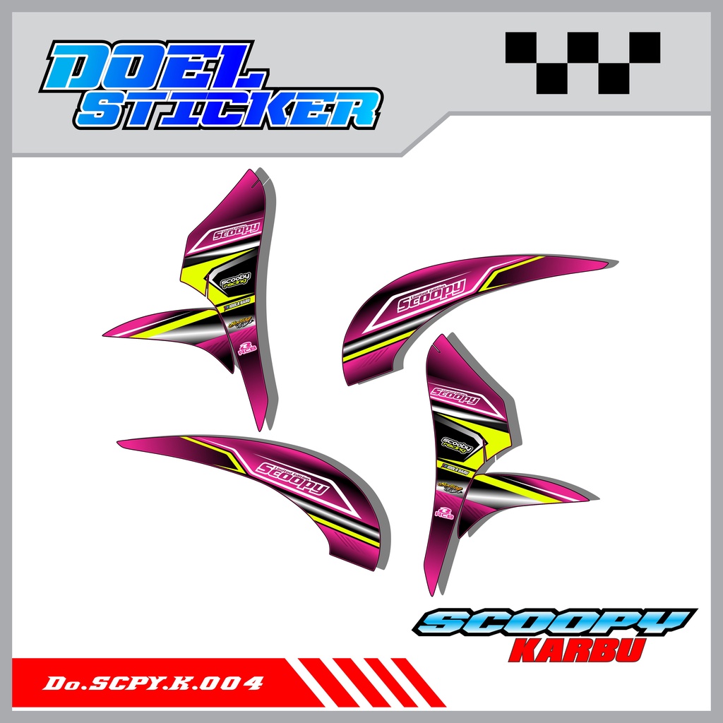 Sticker Striping Honda SCOOPY Karbu Tahun 2010-2013 List Variasi Hologram , Crome Doel 004