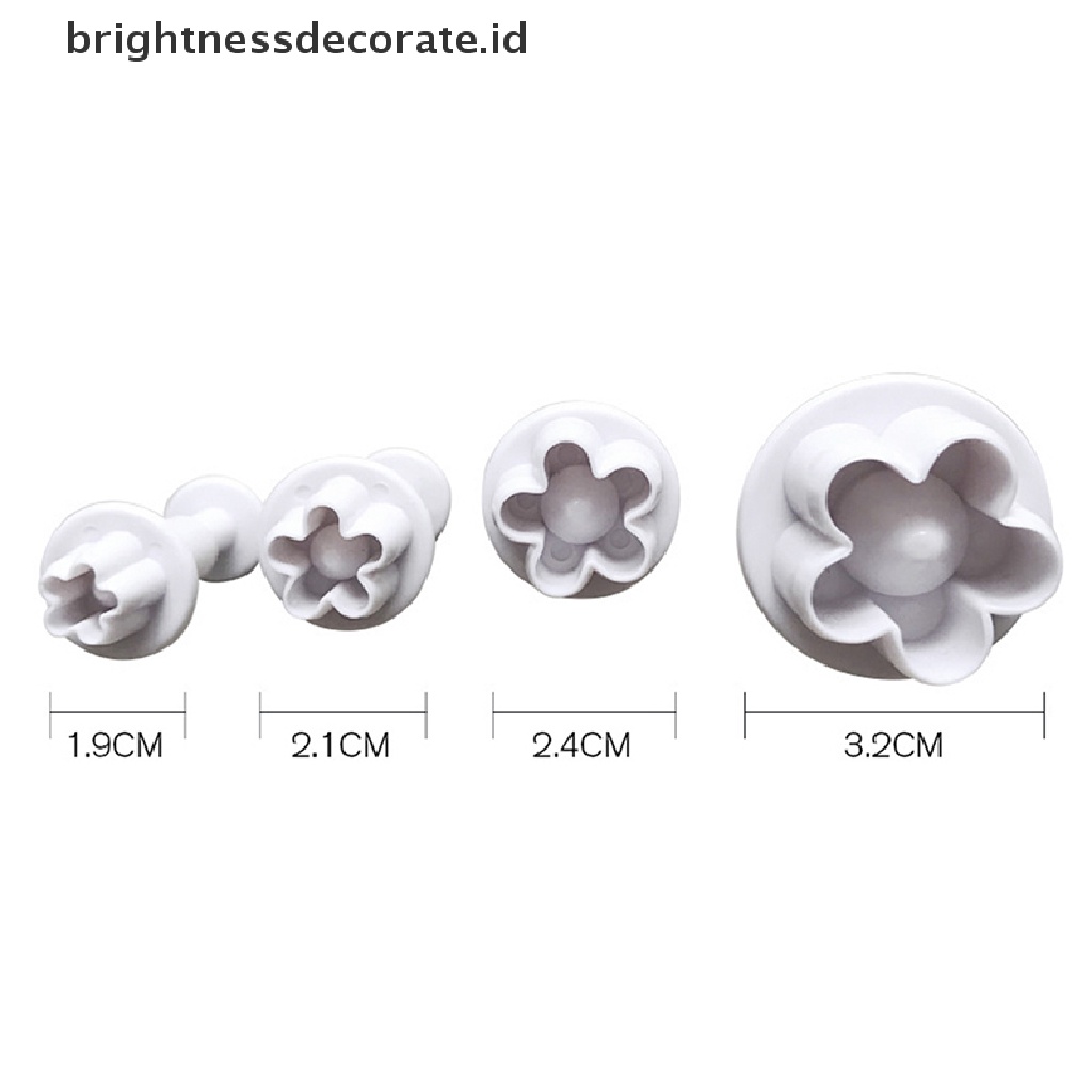 [Birth] 4pcs Plum Flower Fondant Cake Cutter Plunger Cetakan Kue Kering Decorag Candy Mould [ID]