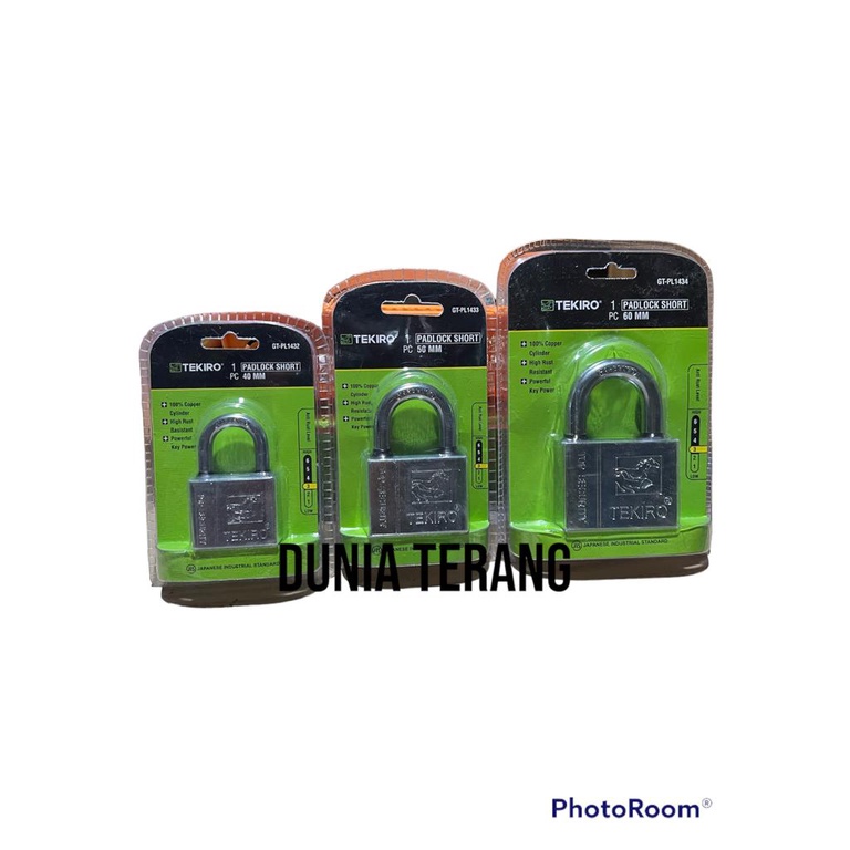 Gembok TEKIRO Putih 40mm 50mm 60mm LEHER PENDEK - Kunci Gantung Crom Bagus - Gembok Pendek Putih Chr