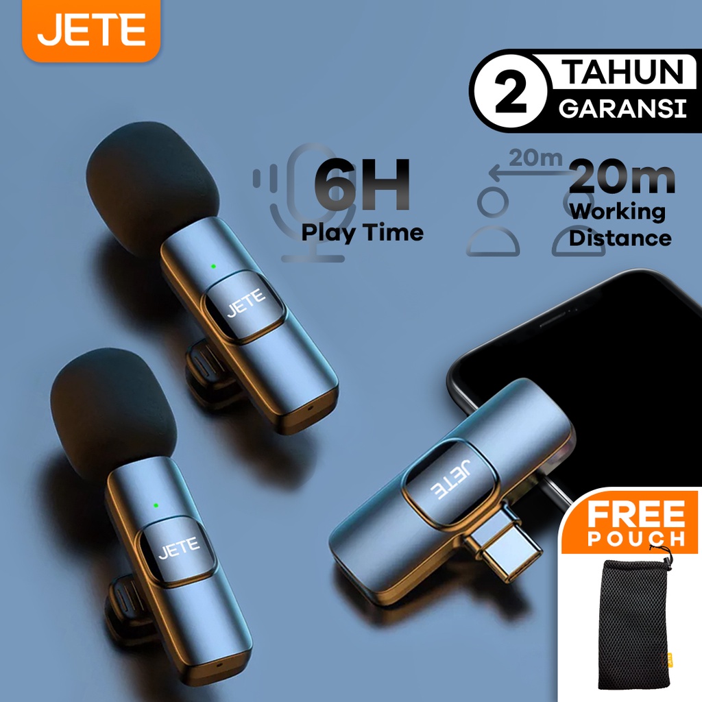 JETE CO1 2in1 Wireless Microphone Clip On - Garansi Resmi 2 Tahun