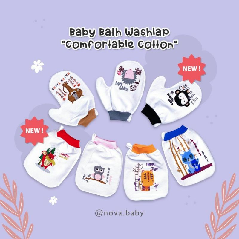 NOVA MURAH WASHLAP COTTON  PUTIH WASLAP TANGAN / OVAL BAYI NEWBORN