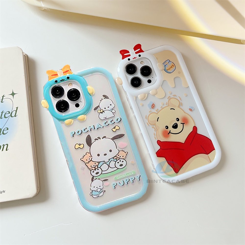 IPHONE Fashion Case Kompatibel Untuk Iphone14 11 12 iPhone6 7 8 Plus 13 Pro MAX 11Pro MAX XR X XS MAX Winnie Bear Anjing Lucu Monster Kecil Frame Lensa Phone Case Binteacase