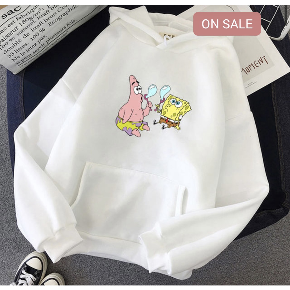 Spongbob Jumper Hoodie Anak II Jaket Hoodie Anak Viral II Sweater Hoodie Kids Size M - XL ( Laki Laki &amp; Peremepuan )