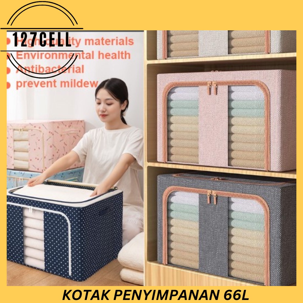 Storage Box Baja Box Double Zipper  Multifungsi Tempat Penyimpanan Serbaguna Frame penyimpanan pakaian serbaguna mainan