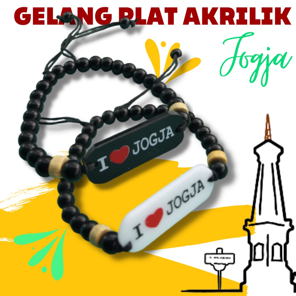 Gelang plat akrilik motif jogja souvenir malioboro oleh oleh khas yogyakarta