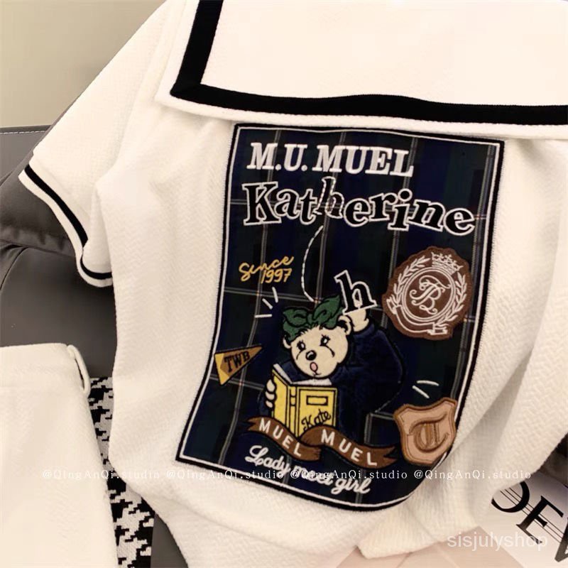 #Sisjuly# Setelan gaya kuliah wanita celana pendek mode niche baru dua potong