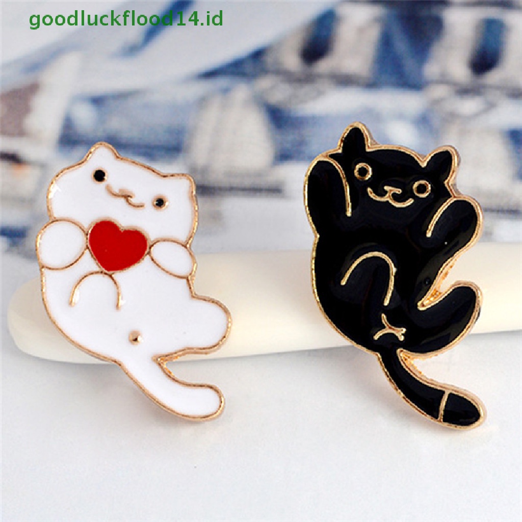 [GOOGFOUR] 4pcs/set Enamel Kartun Hewan Kucing Bros Pin Kemeja Kerah Pin Wanita Perhiasan [TOP]