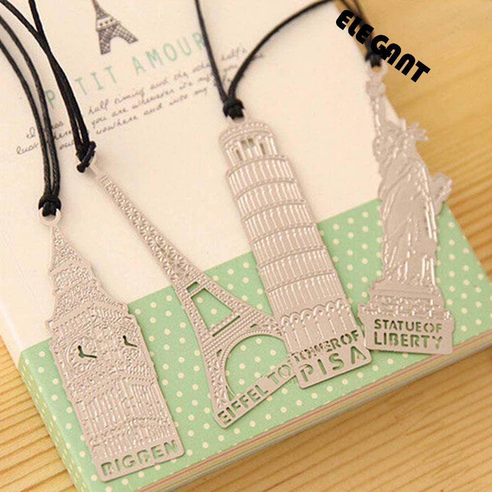 ELEGANT Teacher Gift Mark Page School Supply Eiffel Tower Big Ben Bookmark Office Paper Clips Learn Supplies Building Book Mark Metal Modeling European Bookmark