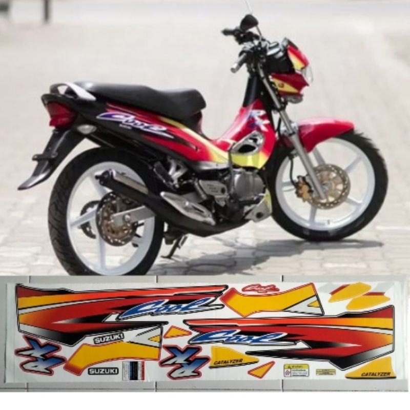 Stiker striping Suzuki RK Cool Thailand merah laminasi glosy