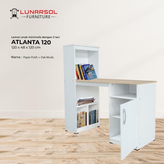 (Free Rakit) Meja Kerja ATLANTA Lunarsol / Meja Belajar Rak Buku