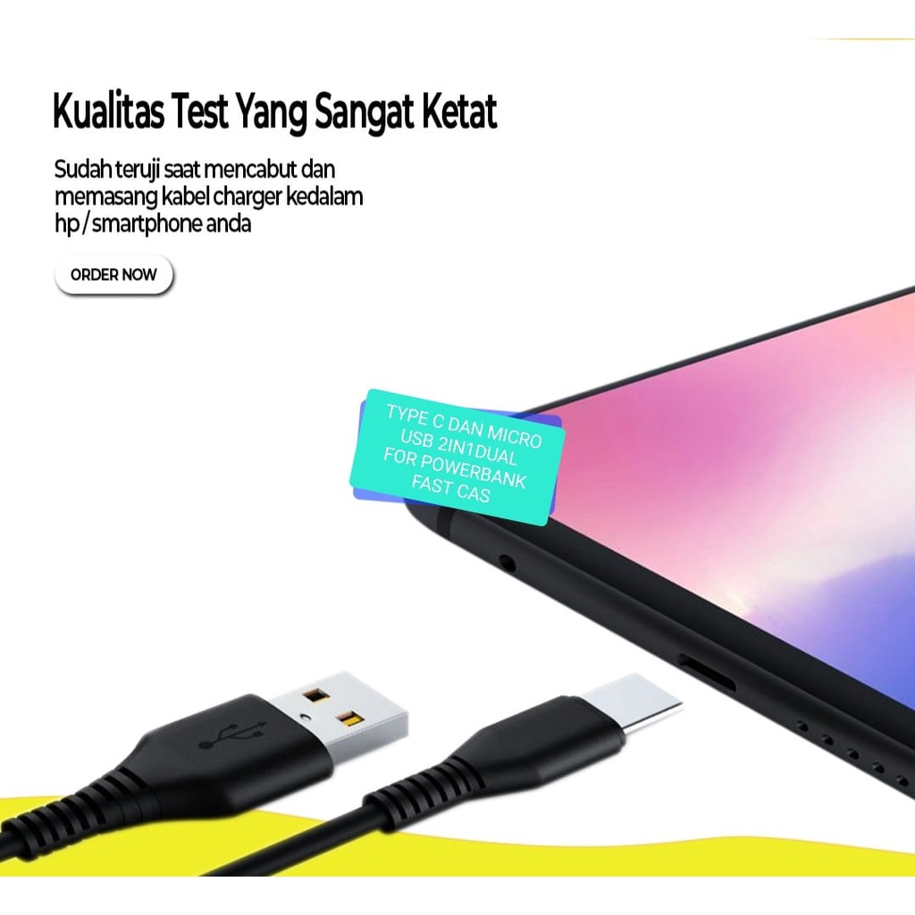 J459 ORIGINAL KABEL DATA PENDEK POWERBANK DUAL USB TYPE C MICRO TIPE 20 CM SUPER FAST CHARGING 2IN1 CABLE CAS CASAN QUALLCOM QC QUICK FLASH SPEED MULTI UNIVERSAL J459  2IN1 TYPE C DAN MICRO USB  SPEKSIFIKASI : - KABEL CHARGER PENDEK 20CM - 2IN1