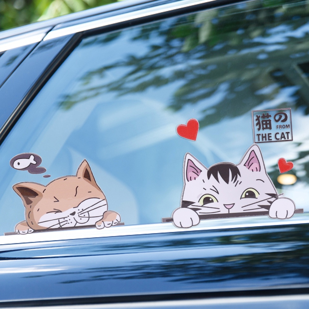 Stiker Mobil Kucing Lucu Rebahan Di Jendela/Stiker Empat Kucing Lucu/Stiker Hias Motor Elektrik/Aksesoris Dekorasi Mobil