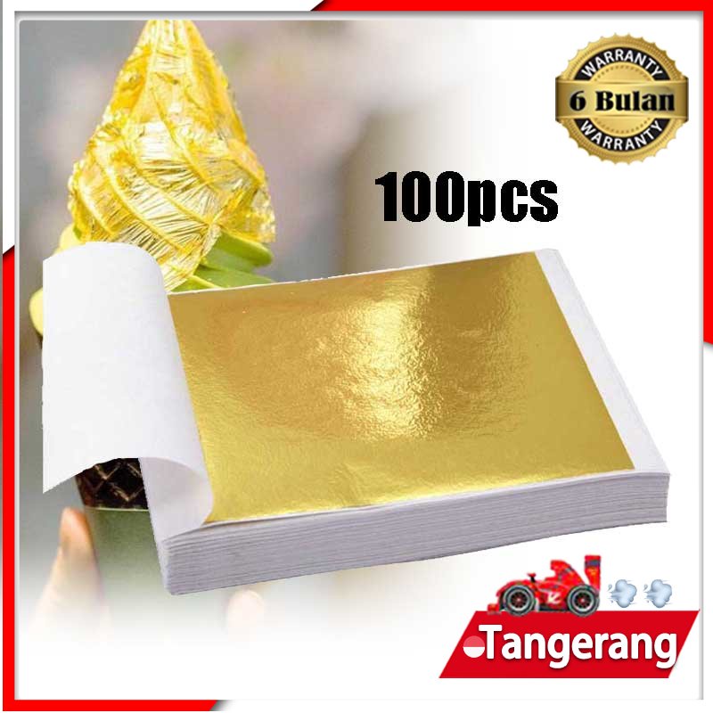 Gold Leaf/Kertas Gold Foil Leaf Gilding Gold Flakes Foil Kertas Foil Emas Untuk Dekorasi Kerajinan Tangan 100Pcs