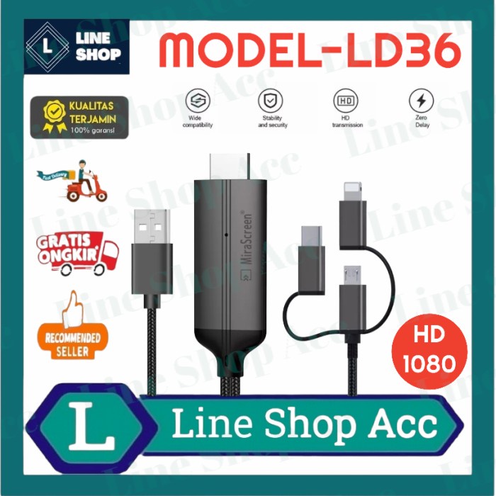 Kabel Mirascreen 3in1 HDTV Cable Mirascreen MODEL LD36