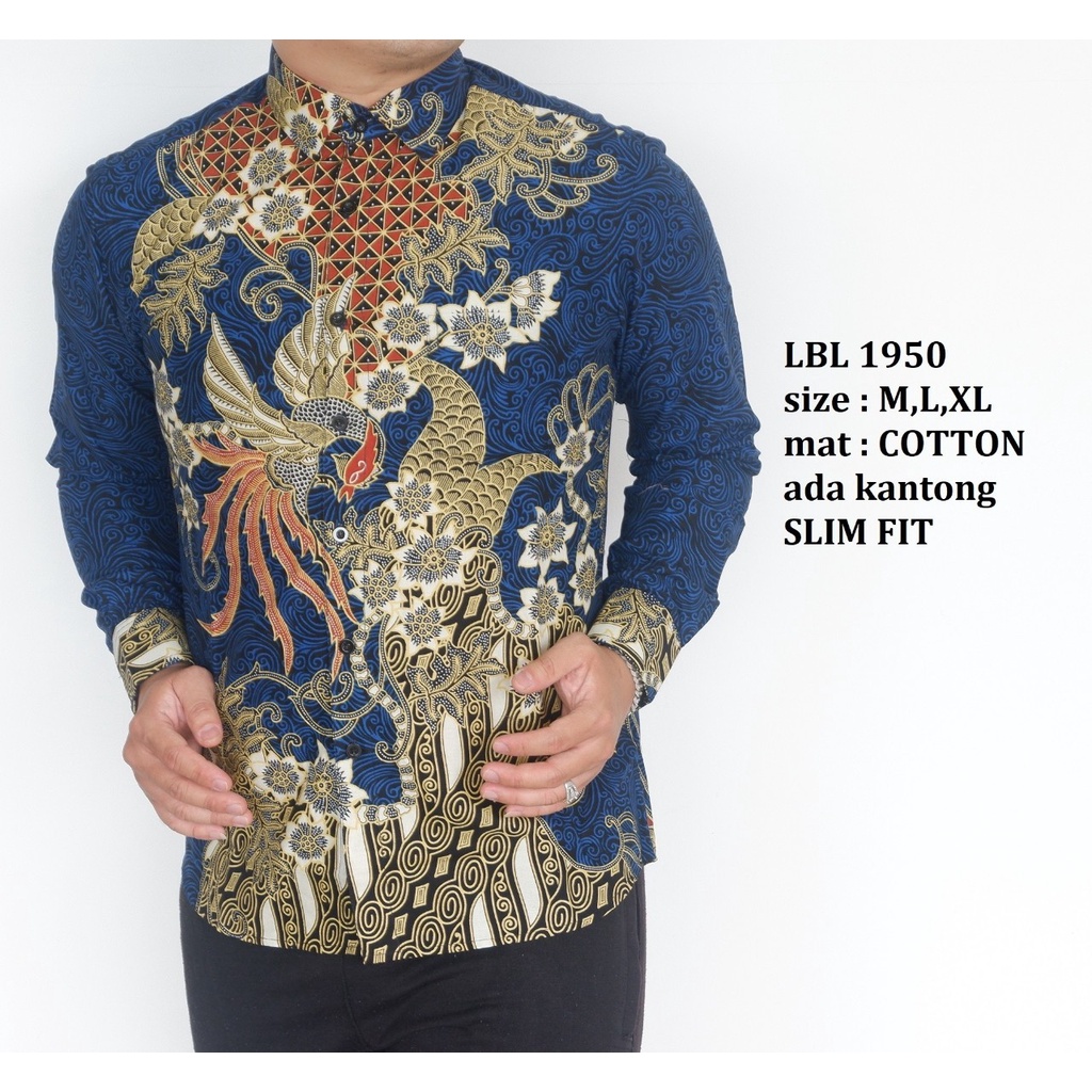 Baju Batik Pria Slimfit Kemeja Lengan Panjang Hem Slim Fit LBL 1950