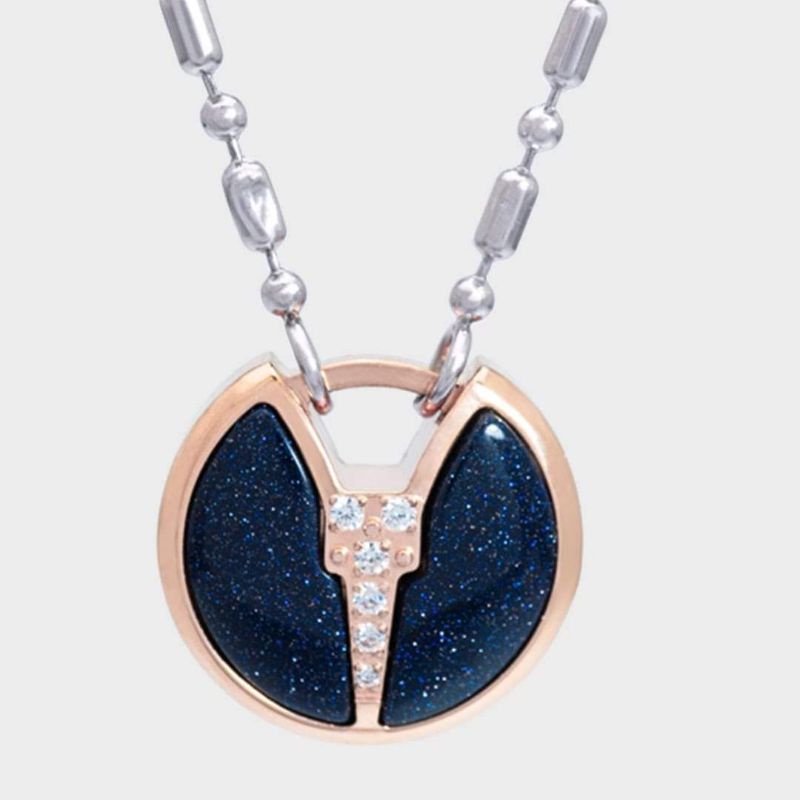 Kalung Pendant Lotus Blue Rosegold MCI