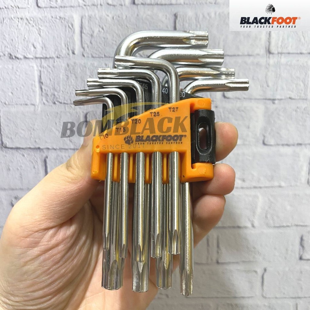 BLACKFOOT Kunci L Bintang Set 9 Pcs Pendek Lubang Star Hex Key Short