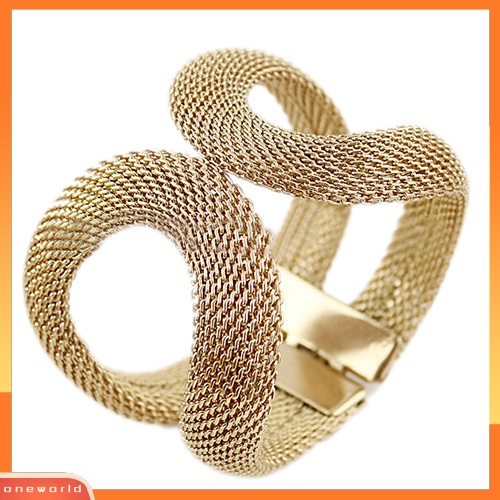 {oneworld} Wanita Keren Fashion Mesh Lebar Paduan Musim Semi Manset Gelang Perhiasan Punk Bangle