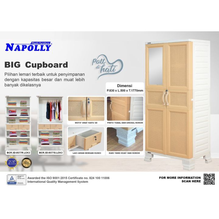 Napolly Lemari Pakaian Rotan Laci Hambalan BCR.3D-8577 LCK LEMARI PLASTIK