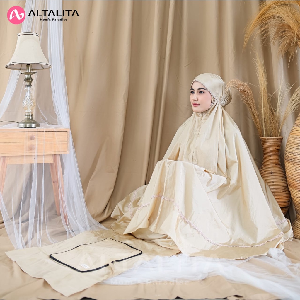 Altalita - Mukena Zanitha Dewasa Daily Travelling 2 in 1 Resleting Free Tas Sajadah Adem Premium Mukenah Traveling Parasut Renda Mini Pouch Jumbo Terbaru