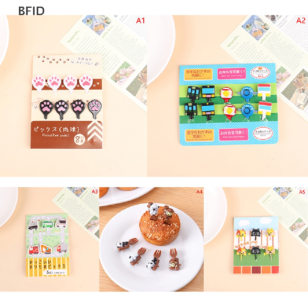 [BFID] 6per8/10pcs Garpu Buah Kendaraan Hewan Kartun Dessert Bento Dekorasi Pesta [ID]