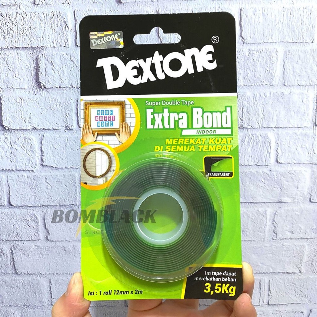 DEXTONE Double Tape 25mmx2M SUPER Kuat Lengket Tahan Air Bening Indoor HIJAU