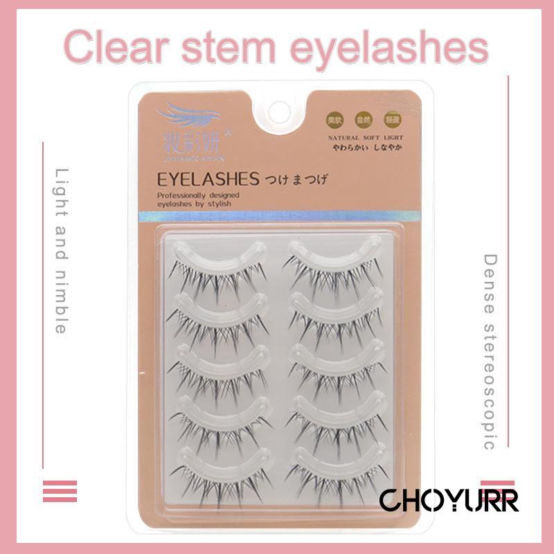 【COD】5 Pasang Eyelash / Bulu Mata Palsu Fairy / Bulu Mata Palsu Comic / Fairy Lashes Lentur Dan Lembut Extension Clear Band Natural Nude Makeup-CH