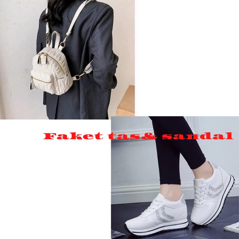 paket 1 stel tas ransel dan sepatu