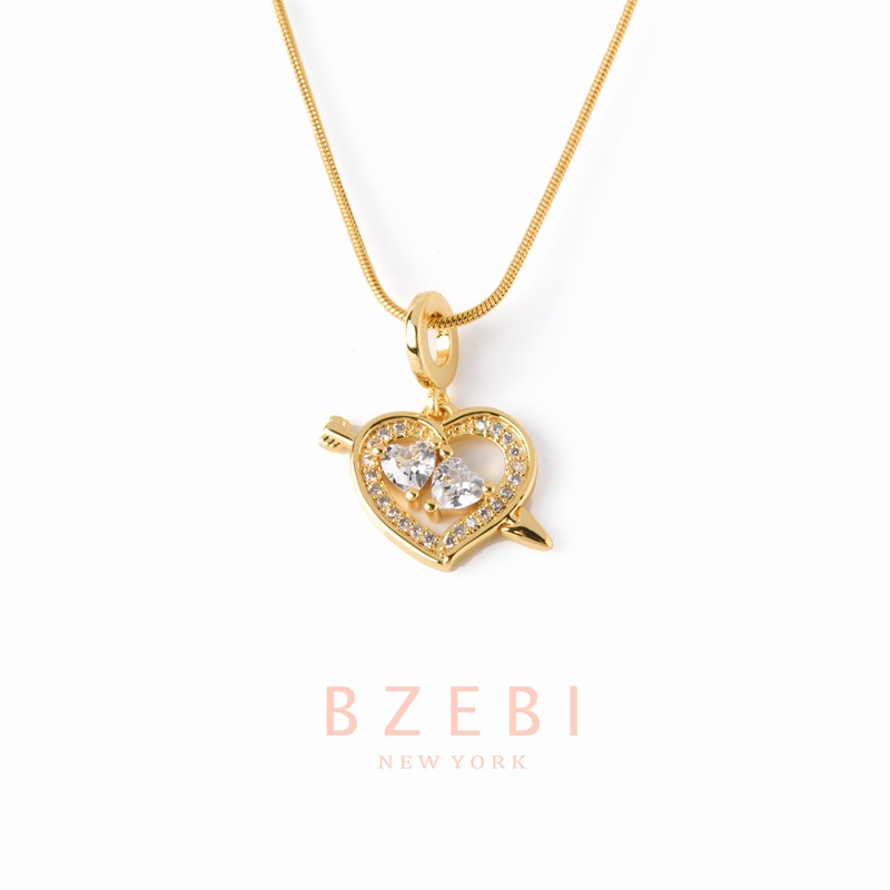 Bzebi Kalung Emas 18k, Kalung Baja Titanium, Kalung Liontin Berlian, Anti Karat, Aksesoris Fashion Wanita, Perhiasan Gaya Korea Hadiah Ulang Tahun Dengan Kotak Eksklusif 1116n