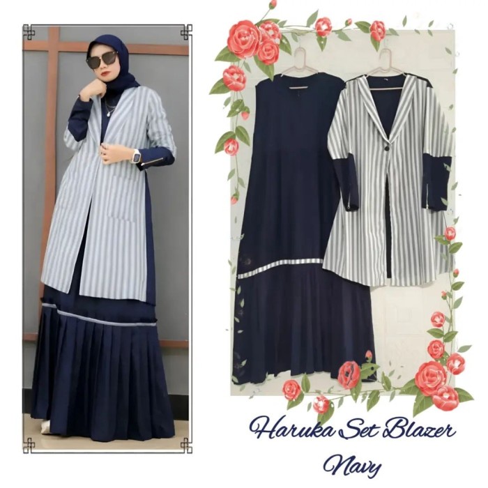 PROMO TERLARIS HARUKA SET BLAZER / GAMIS WANITA MUSLIMAH KEKINIAN SET INNER TERBARU TERMURAH KEKINIA