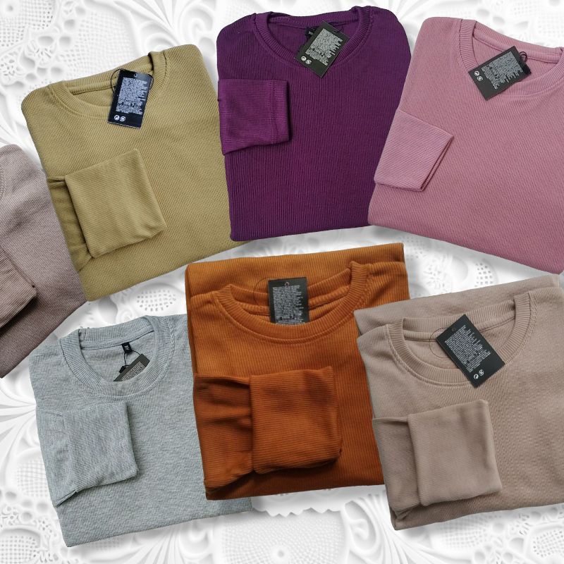 Kaos Rib Basic Lengan Panjang Premium