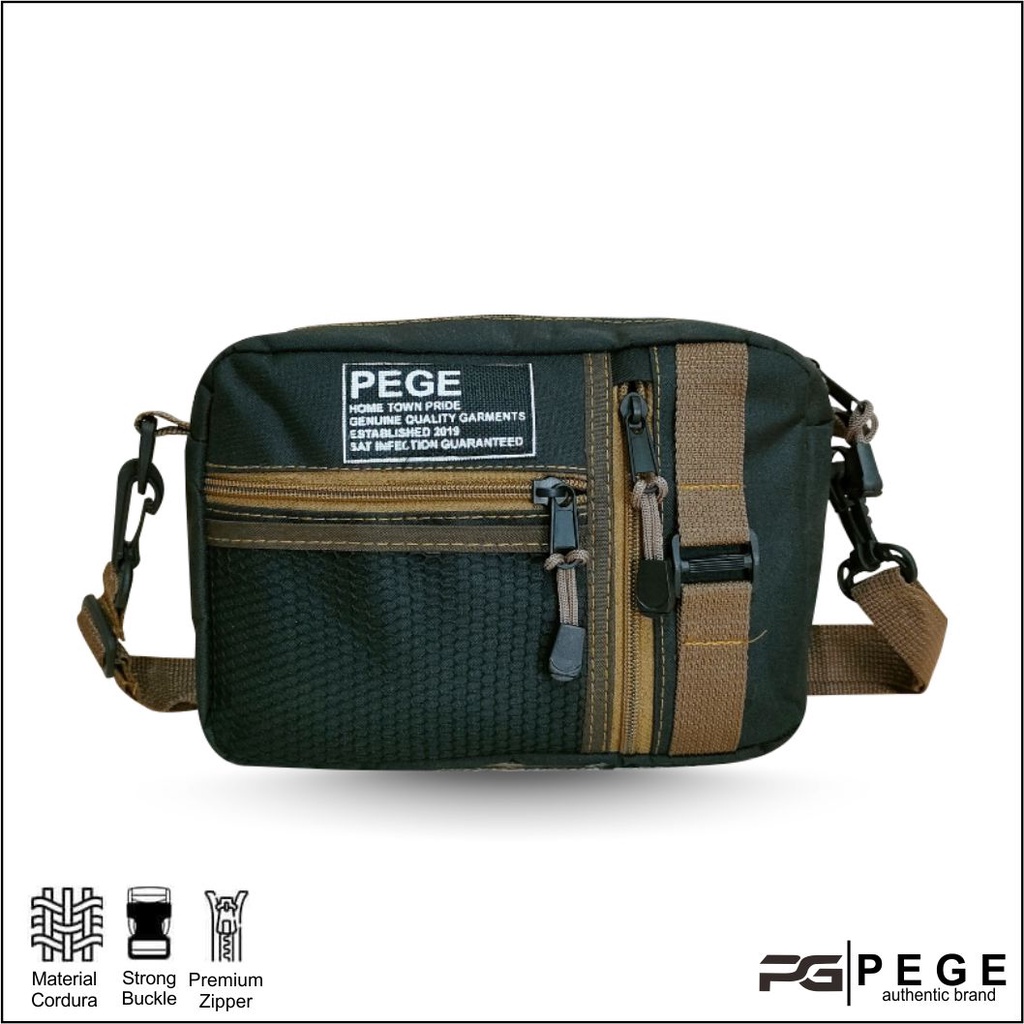 Tas Selempang PEGE Dosei Slingbag Pria Kombinasi Coklat Model kasual - PG 8955