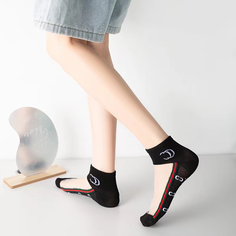 ⭐️𝐈𝐇𝐒 𝟖𝟕𝟔 𝐋𝐚𝐦𝐩𝐮𝐧𝐠⭐️Kaos Kaki Transparan Wanita Kaos Kaki Motif Branded Fashion Japanese Ankle Socks