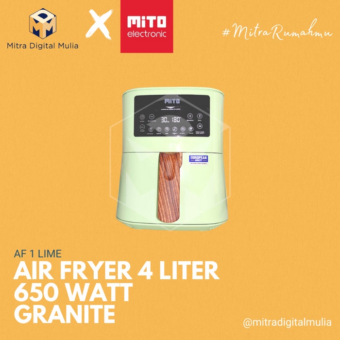 Fryer Mito Af 1 Digital Air Fryer 4 Liter Low Watt Lime