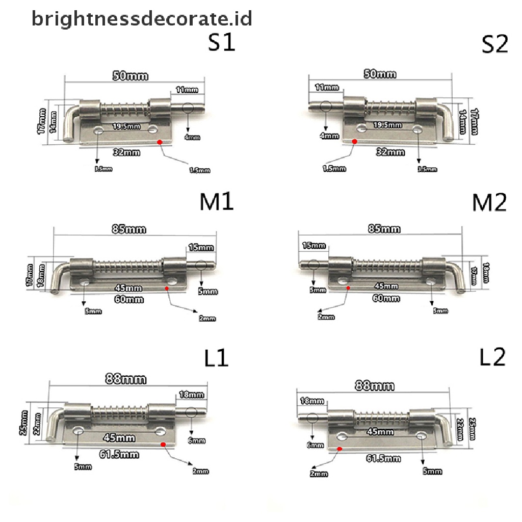 [Birth] 1pc 304stainless Steel Loaded Hinge Security Spring Bolt Barrel Latch Hardware [ID]