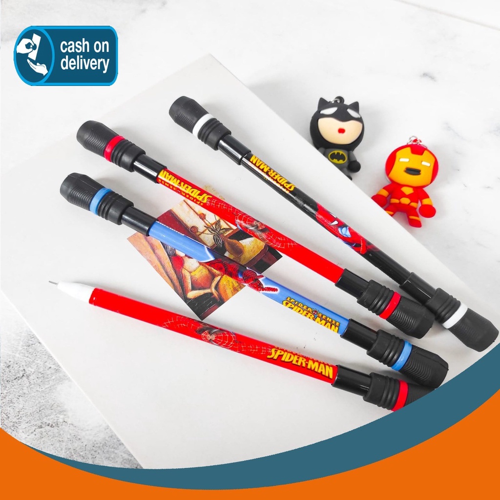 

PULPEN MAINAN PUTAR MAGNET SPIDERMAN SUPERHERO SPINNING ALAT TULIS BOLPOIN UNIK IMUT MURAH PEN GEL KARAKTER LUCU MURAH PENA