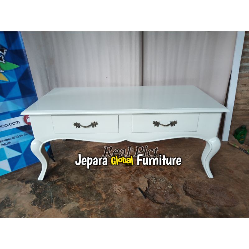 Meja tamu duco garengan laci 2 modern ( meja tamu jati, coffe table duco, meja tamu kopi )