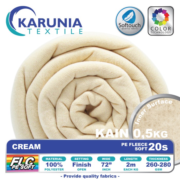 Kain Pe Fleece 20S Cream Kain Karunia Textile