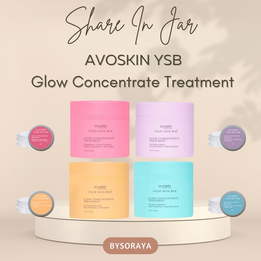 [SHARE IN JAR] AVOSKIN Your Skin Bae Glow Concentrate Treatment 2% Alpha Arbutin + Multi Probiome 2% Aqua Ceramide + Multi Probiome + Hyaluronic Acid 1% Tranexamic Acid + Multi Probiome + Pineapple Polypeptide + Multi Probiome + Acetyl Glucosamine